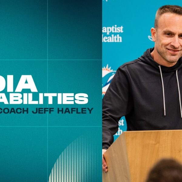 Coach Jeff Hafley meets with the media Miami Dolphins