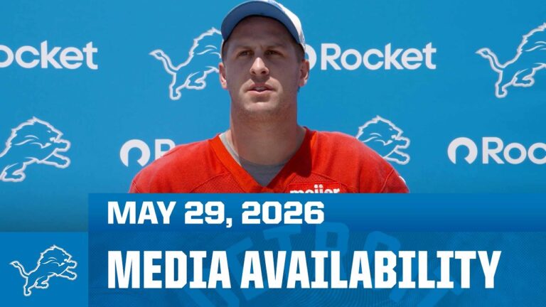 Detroit Lions players meet with the media May 29, 2026