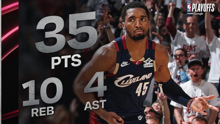 Donovan Mitchell Joins Cavs Franchise History With 35-PTS & 10-REB Playoff Game May 9, 2026