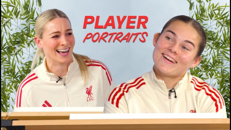 Gemma Bonner & Lucy Parry test their artistic skills Liverpool FC Player Portraits