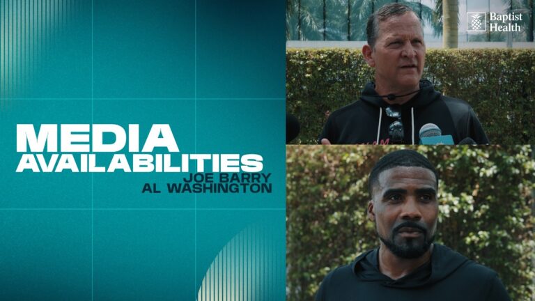 Joe Barry and Al Washington meet with the media Miami Dolphins