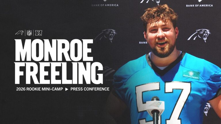 Monroe Freeling makes friends on the first day of camp Carolina Panthers