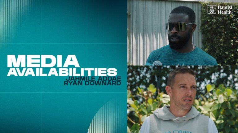 Ryan Downard and Jahmile Addae meet with the media Miami Dolphins