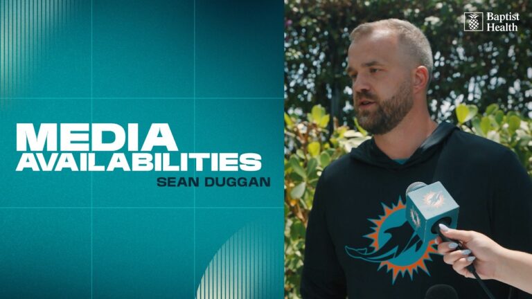 Sean Duggan meets with the media Miami Dolphins