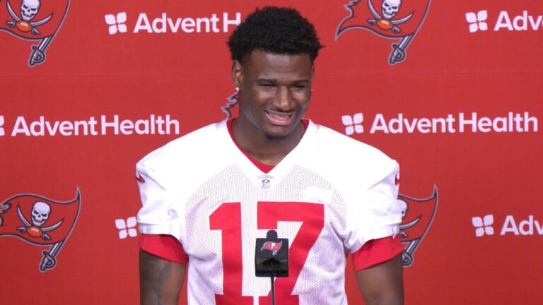 Ted Hurst Preparing to Play X Receiver Press Conference Tampa Bay Buccaneers