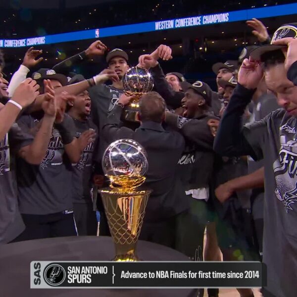 The Spurs Receive The Oscar Robertson Trophy As The 2025-26 NBA Western Conference Champions!