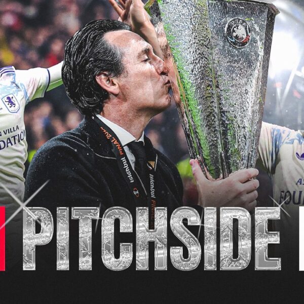 VILLA WIN THE EUROPA LEAGUE PITCHSIDE SC Freiburg v Aston Villa