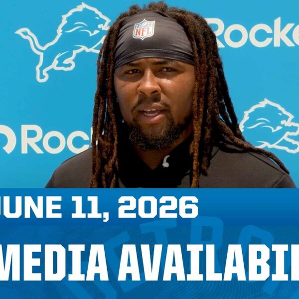 Detroit Lions players meet with the media June 11, 2026