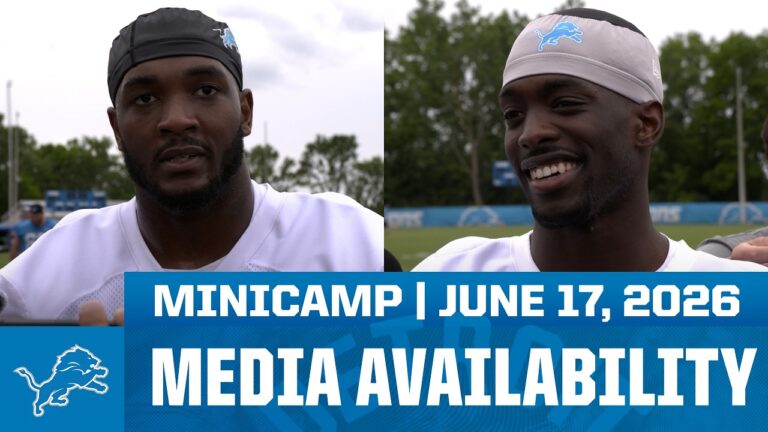 Detroit Lions players meet with the media June 17, 2026