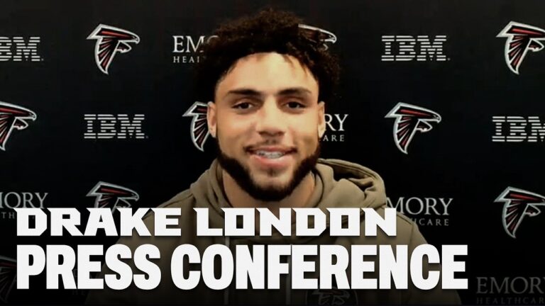 Drake London speaks to the media on Atlanta Falcons contract extension Press Conference