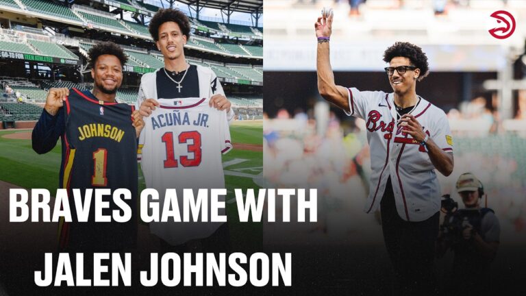 Jalen Johnson Throws First Pitch at Braves Game, Swaps Jerseys with Ronald Acuña Jr.