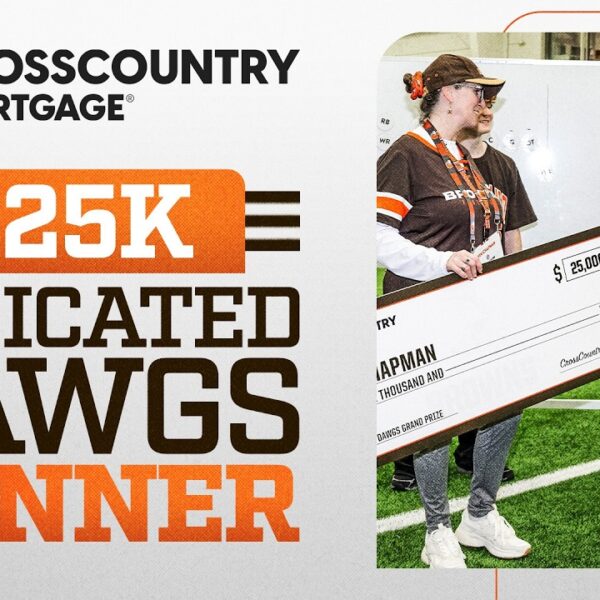 Kim Chapman wins 25,000 for the The Dedicated Dawgs grand prize, presented by CrossCountry Mortgage