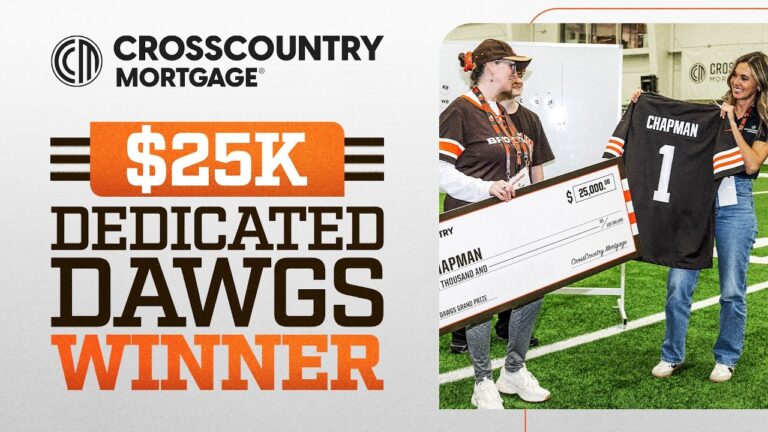 Kim Chapman wins 25,000 for the The Dedicated Dawgs grand prize, presented by CrossCountry Mortgage