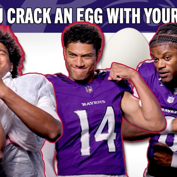 Lamar Jackson, Derrick Henry, Ja’Kobi Lane vs. the Crack An Egg With Your Bicep Challenge Ravens