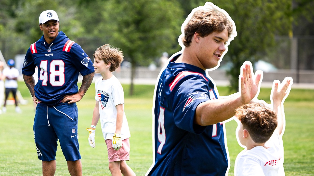 New England Patriots Rookies Visit Local High School for Youth Football Clinic