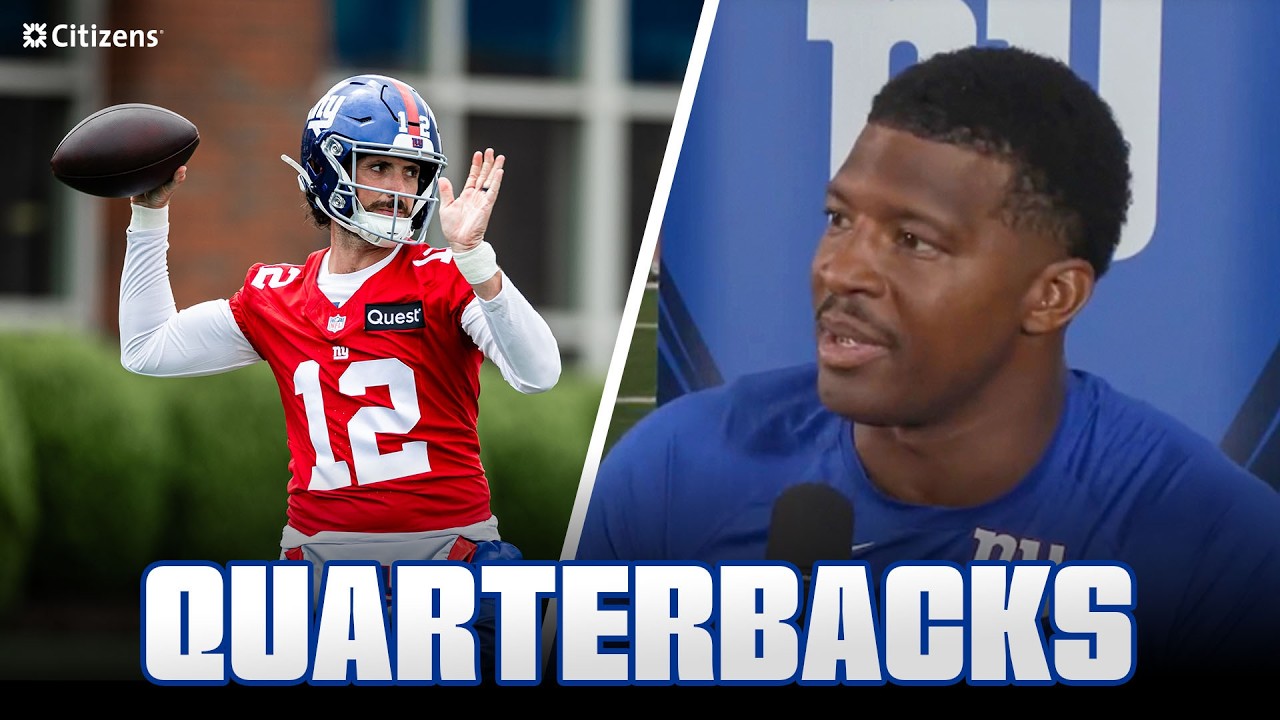 Quarterbacks Jameis Winston & Brandon Allen Giants Huddle New York Giants