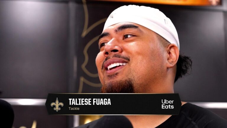 Taliese Fuaga on battling injuries in 2025, goals Saints Minicamp 2026