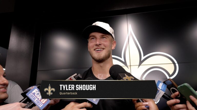 Tyler Shough on Erik McCoy, offseason workouts Saints Minicamp 2026
