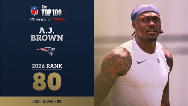 80: A.J. Brown (WR, Patriots) Top 100 Players of 2026