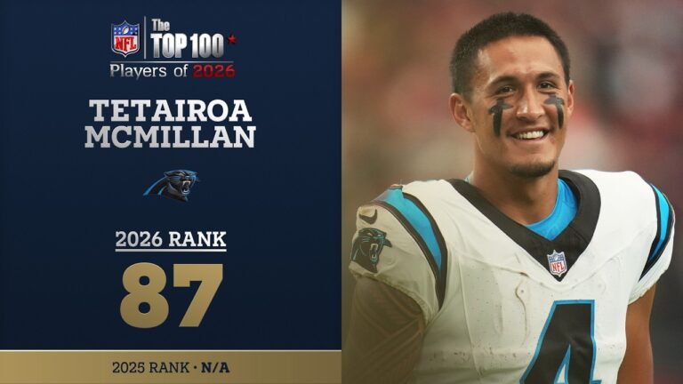 87: Tetairoa McMillan (WR, Panthers) Top 100 Players of 2026