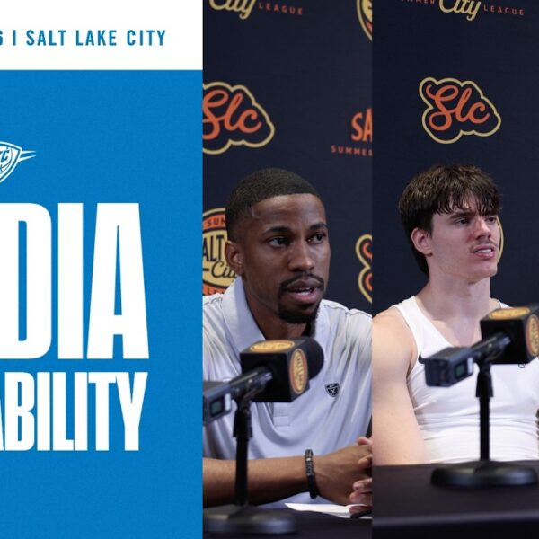 Brooks Barnhizer and Aday Mara After Game 1 SLC Summer League Postgame Media July 4th, 2026
