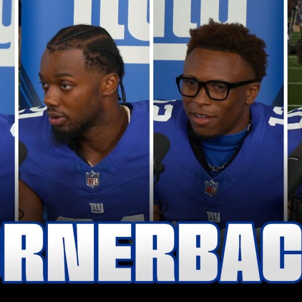 Paulson Adebo, Greg Newsome II, Colton Hood & Korie Black on Team Camaraderie Giants Huddle