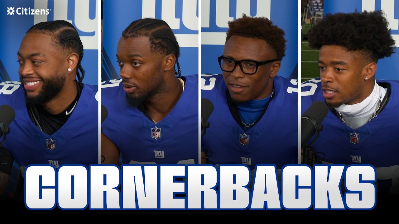 Paulson Adebo, Greg Newsome II, Colton Hood & Korie Black on Team Camaraderie Giants Huddle