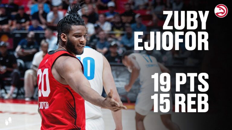 Zuby Ejiofor hits big double-double in Hawks Summer League Win Highlights & Postgame Interview